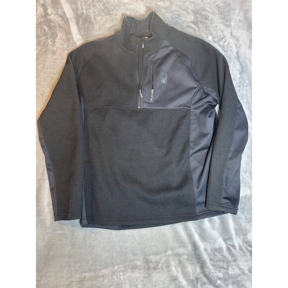 Spyder Mens Black Quarter-Zip Pullover Jacket Size X Polyester Fleece - Picture 9 of 16